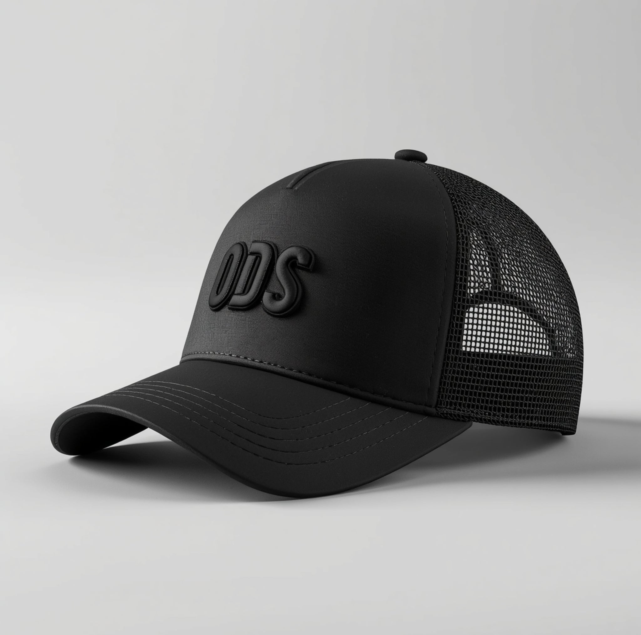ODS Executive Trucker Hat — Black‑on‑Black 3D Crest