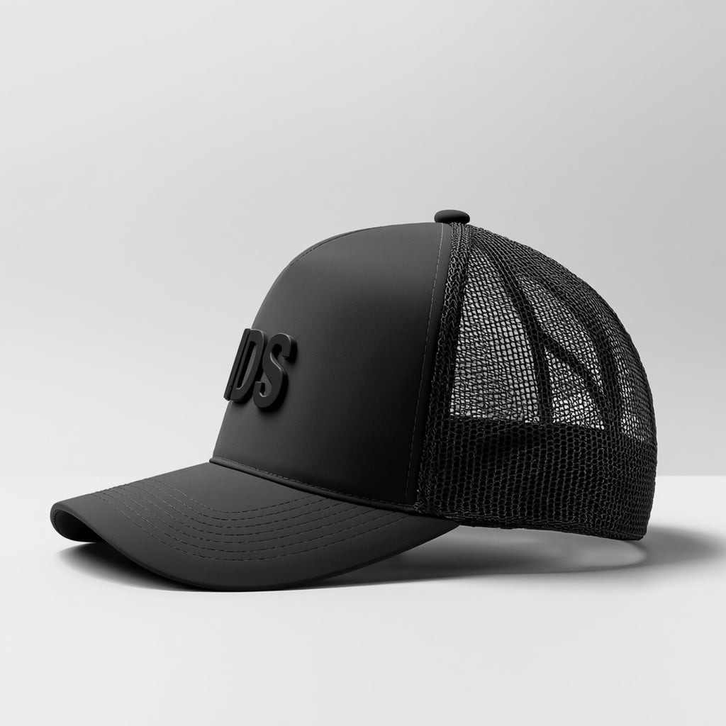 ODS Executive Trucker Hat — Black‑on‑Black 3D Crest